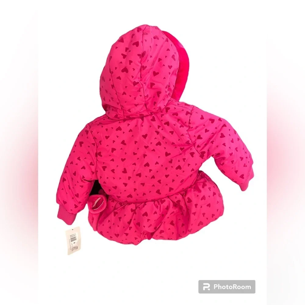 Rothschild 18 months Jacket NWT pink w/ velvet hearts winter coat & mittens.